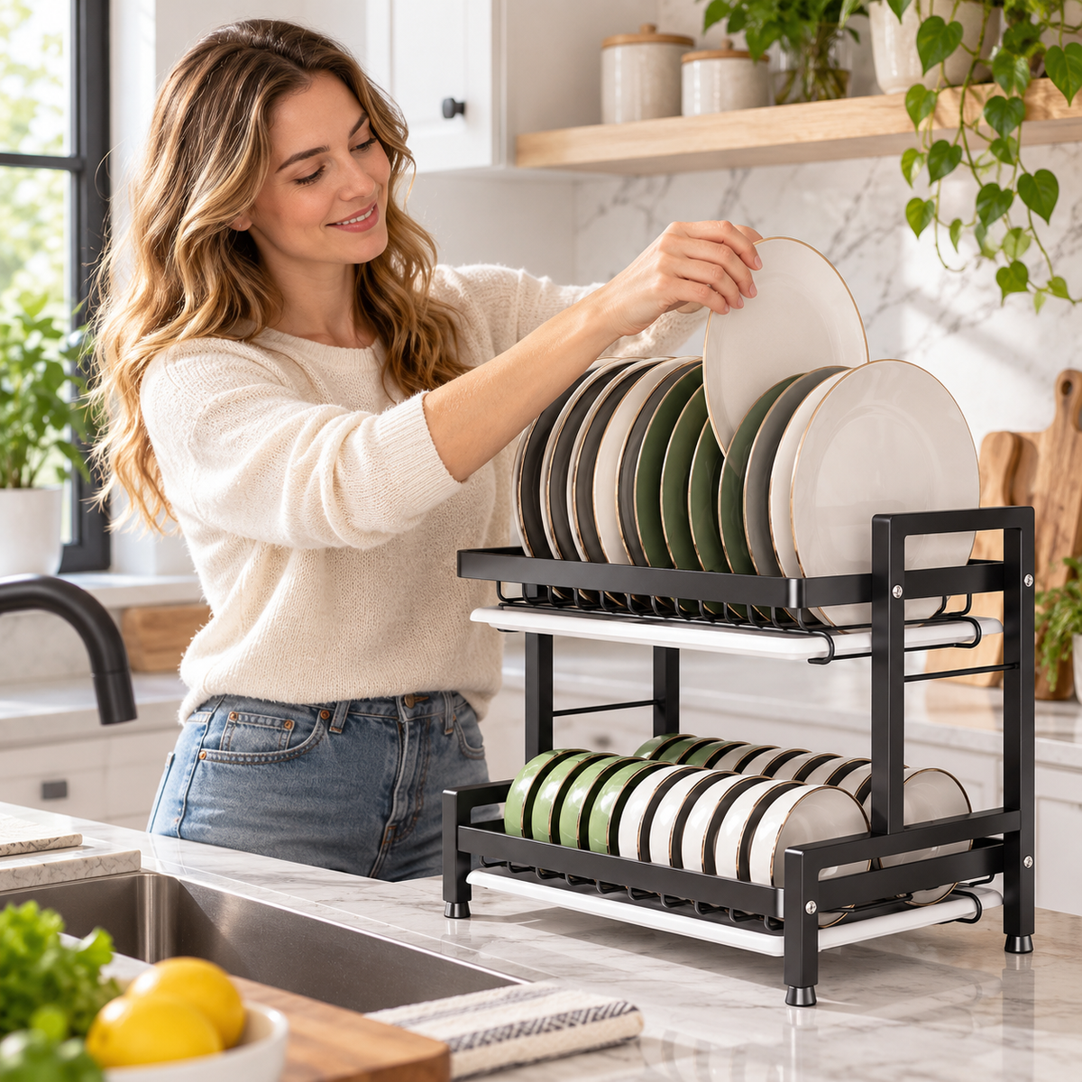 ๐ฝ๏ธ 2-Tier Dish Drying Rack | Space-Saving Kitchen Organizer | Countertop Storage